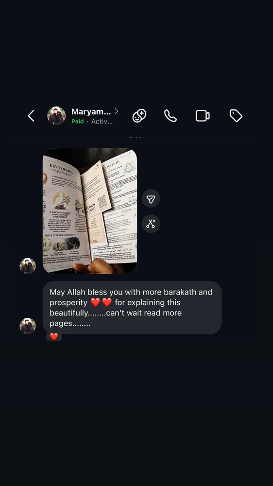 A reader shares a photo of open printed Eilmah pages and thanks the author for explaining them beautifully.